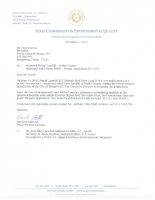 2016-12-1 TCEQ  Letter – Returned Application